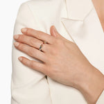 PETITE CABLE OPEN RING Sterling Silver with 14K Yellow Gold and Rhodolite Garnet, 3.4mm