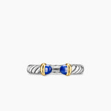 PETITE CABLE OPEN RING Sterling Silver with 14K Yellow Gold and Lapis, 3.4mm