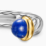 PETITE CABLE OPEN RING Sterling Silver with 14K Yellow Gold and Lapis, 3.4mm