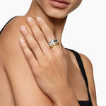 Zig Zag Stax Three Row Ring in Sterling Silver with 18K Yellow Gold and Diamonds, 11.7mm