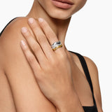 Zig Zag Stax Three Row Ring in Sterling Silver with 18K Yellow Gold and Diamonds, 11.7mm