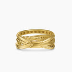 Crossover Trio Three Row Ring 18K Yellow Gold with Diamonds, 8mm