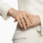 Crossover Trio Three Row Ring 18K Yellow Gold with Diamonds, 8mm
