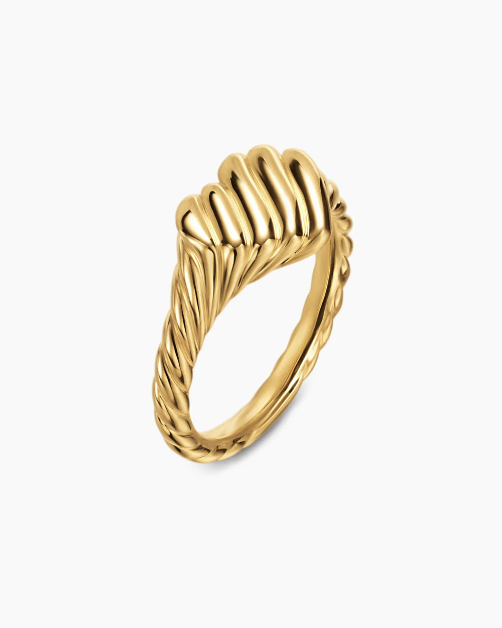 SCULPTED CABLE HEART PINKY RING 18K Yellow Gold, 9mm