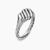 SCULPTED CABLE HEART PINKY RING Sterling Silver, 9mm