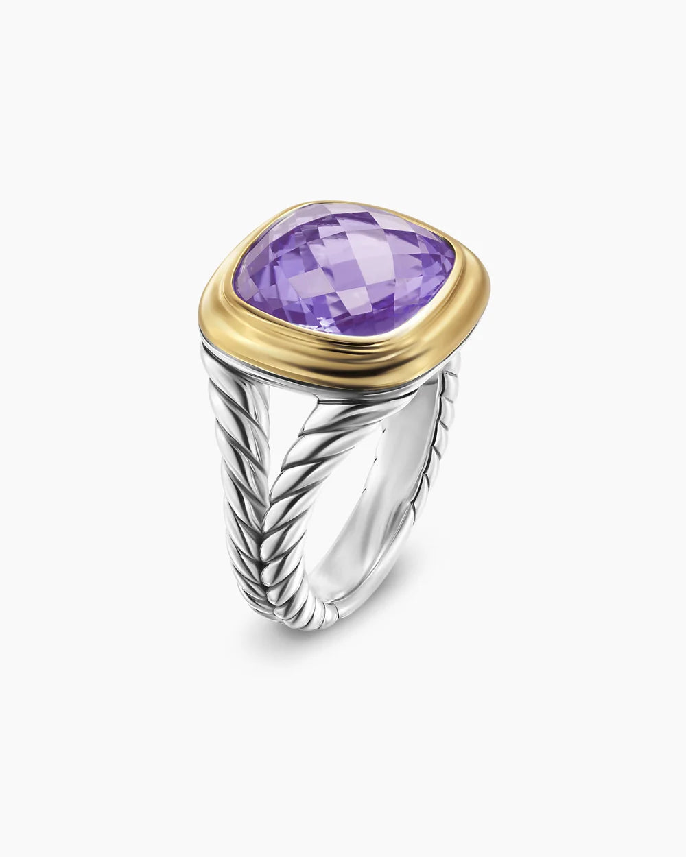 Albion® Ring Sterling Silver with 18K Yellow Gold and Amethyst, 11mm