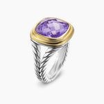 Albion® Ring Sterling Silver with 18K Yellow Gold and Amethyst, 11mm