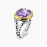 Albion® Ring Sterling Silver with 18K Yellow Gold and Amethyst, 11mm