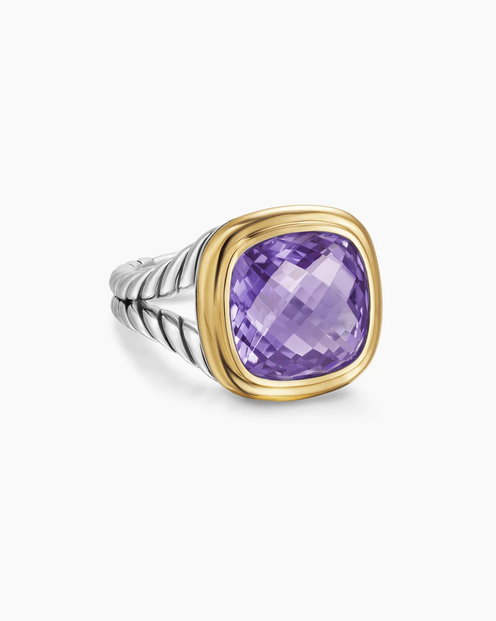 Albion® Ring Sterling Silver with 18K Yellow Gold and Amethyst, 11mm