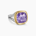 Albion® Ring Sterling Silver with 18K Yellow Gold and Amethyst, 11mm