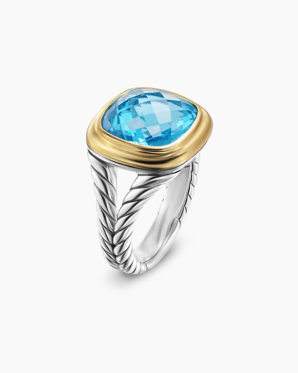 Albion® Ring Sterling Silver with 18K Yellow Gold and Blue Topaz, 11mm