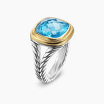 Albion® Ring Sterling Silver with 18K Yellow Gold and Blue Topaz, 11mm