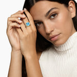 Albion® Ring Sterling Silver with 18K Yellow Gold and Blue Topaz, 11mm