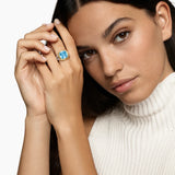 Albion® Ring Sterling Silver with 18K Yellow Gold and Blue Topaz, 11mm