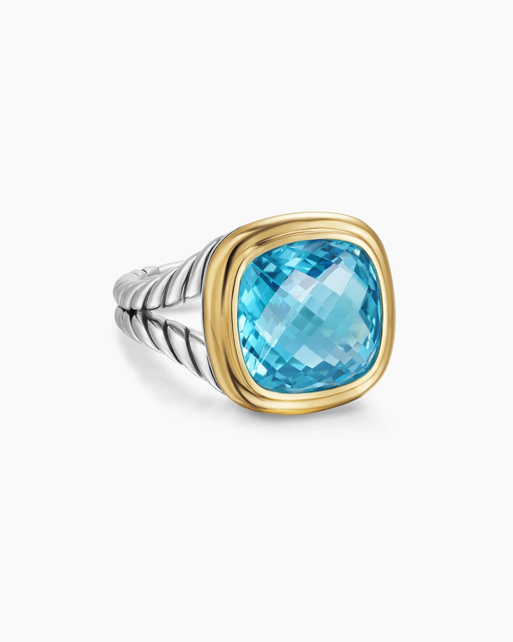 Albion® Ring Sterling Silver with 18K Yellow Gold and Blue Topaz, 11mm
