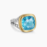 Albion® Ring Sterling Silver with 18K Yellow Gold and Blue Topaz, 11mm