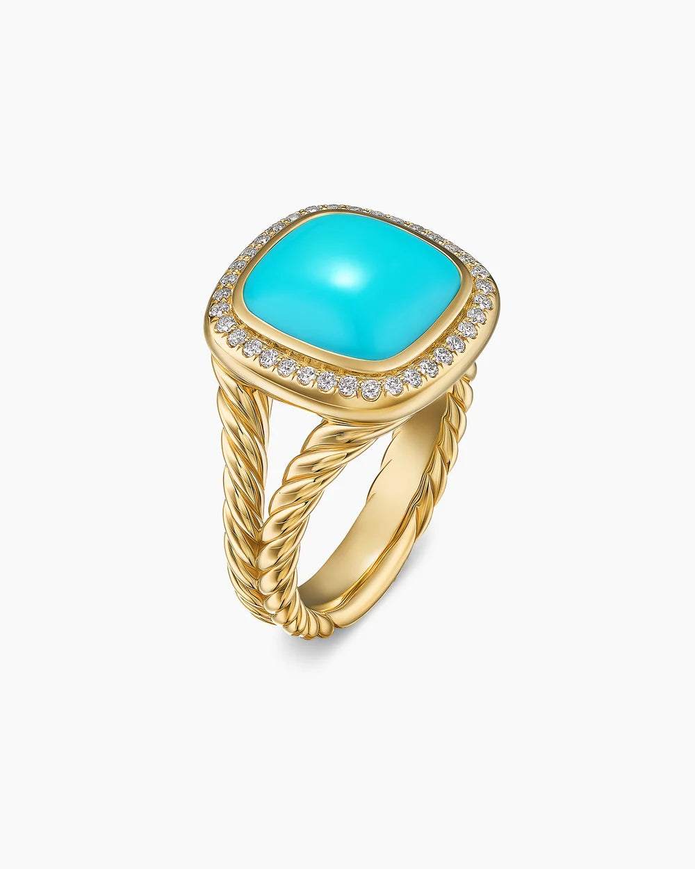 Albion® Ring 18K Yellow Gold with Turquoise and Diamonds, 11mm