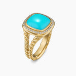 Albion® Ring 18K Yellow Gold with Turquoise and Diamonds, 11mm