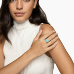 Albion® Ring 18K Yellow Gold with Turquoise and Diamonds, 11mm