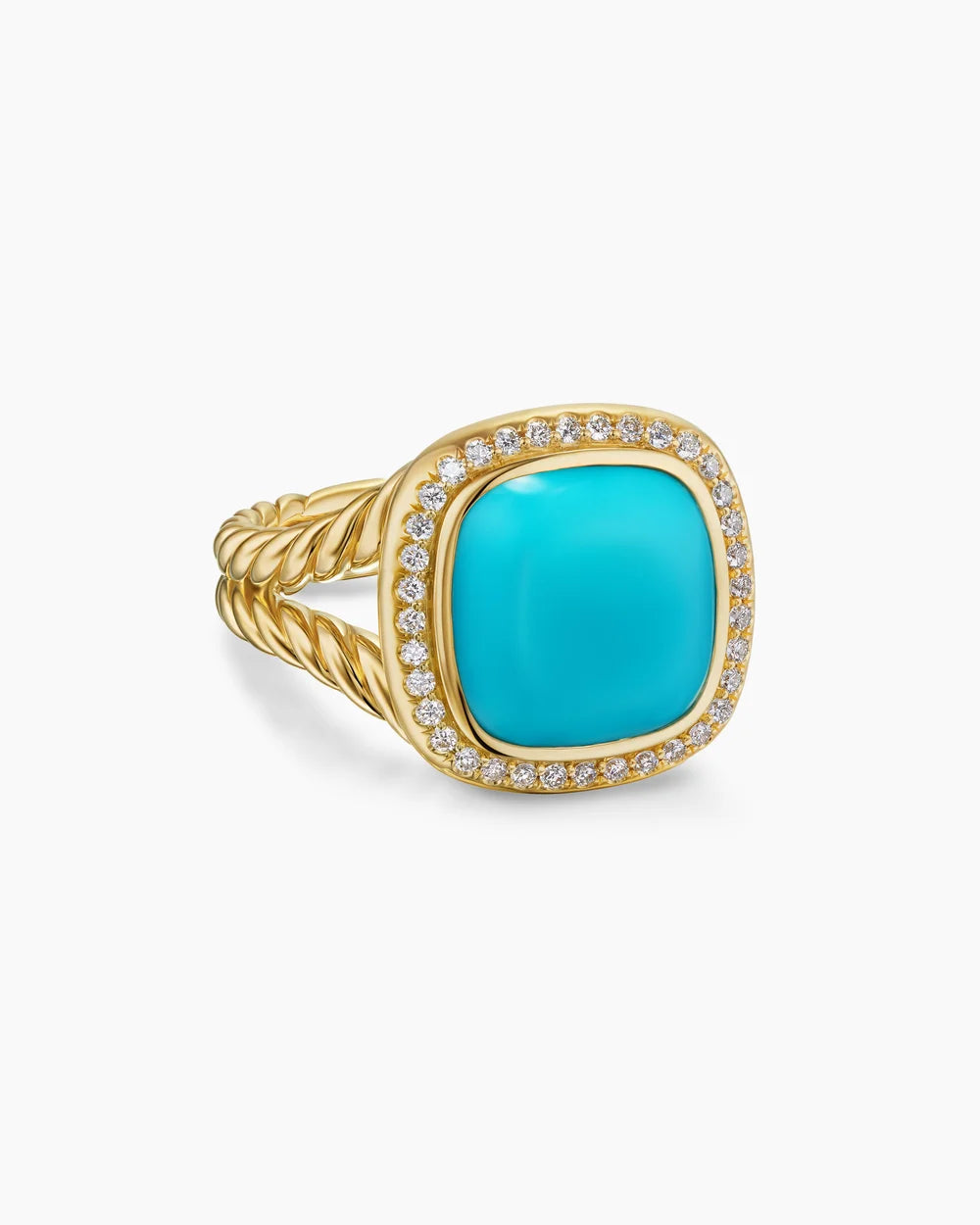 Albion® Ring 18K Yellow Gold with Turquoise and Diamonds, 11mm