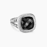 ALBION® RING Sterling Silver with Black Onyx and Diamonds, 11mm