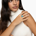 ALBION® RING Sterling Silver with Blue Topaz and Diamonds, 11mm