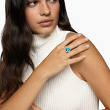 Albion® Ring Sterling Silver with Blue Topaz and Diamonds, 11mm