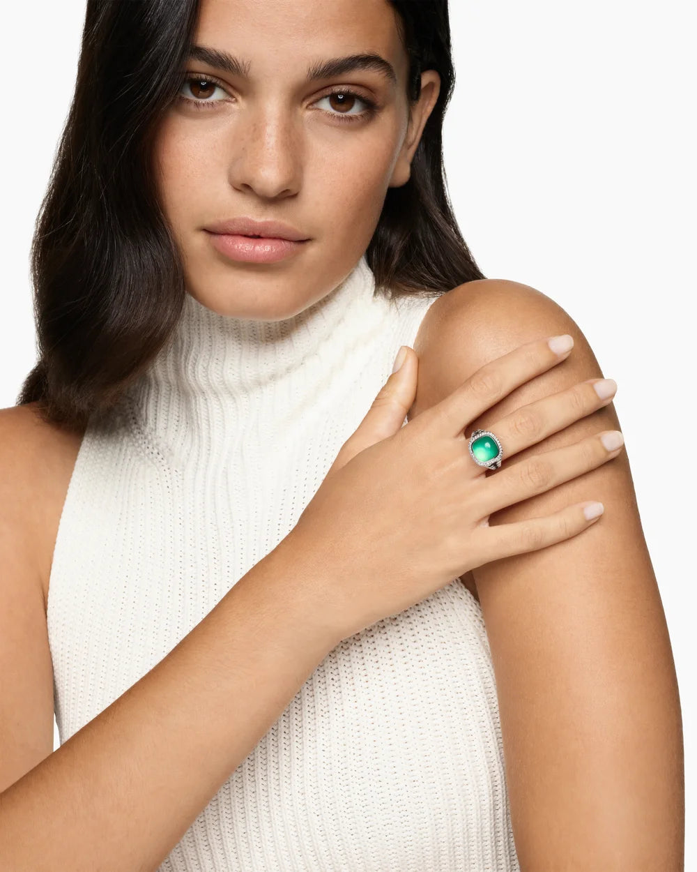 ALBION® RING Sterling Silver with Lagoon Orchid and Diamonds, 11mm