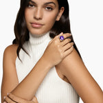 ALBION® RING Sterling Silver with 18K Yellow Gold and Amethyst, 15mm