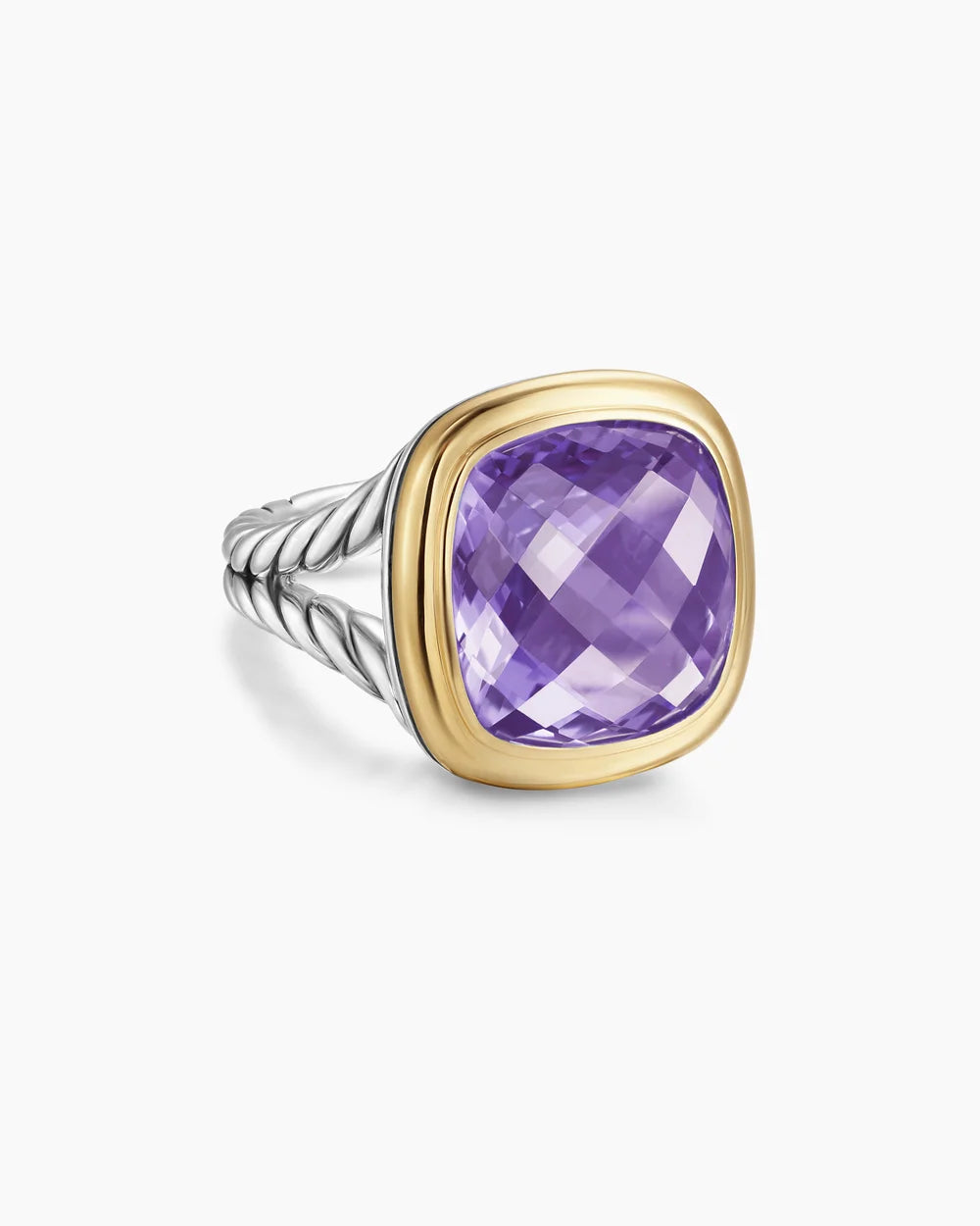 ALBION® RING Sterling Silver with 18K Yellow Gold and Amethyst, 15mm