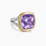ALBION® RING Sterling Silver with 18K Yellow Gold and Amethyst, 15mm