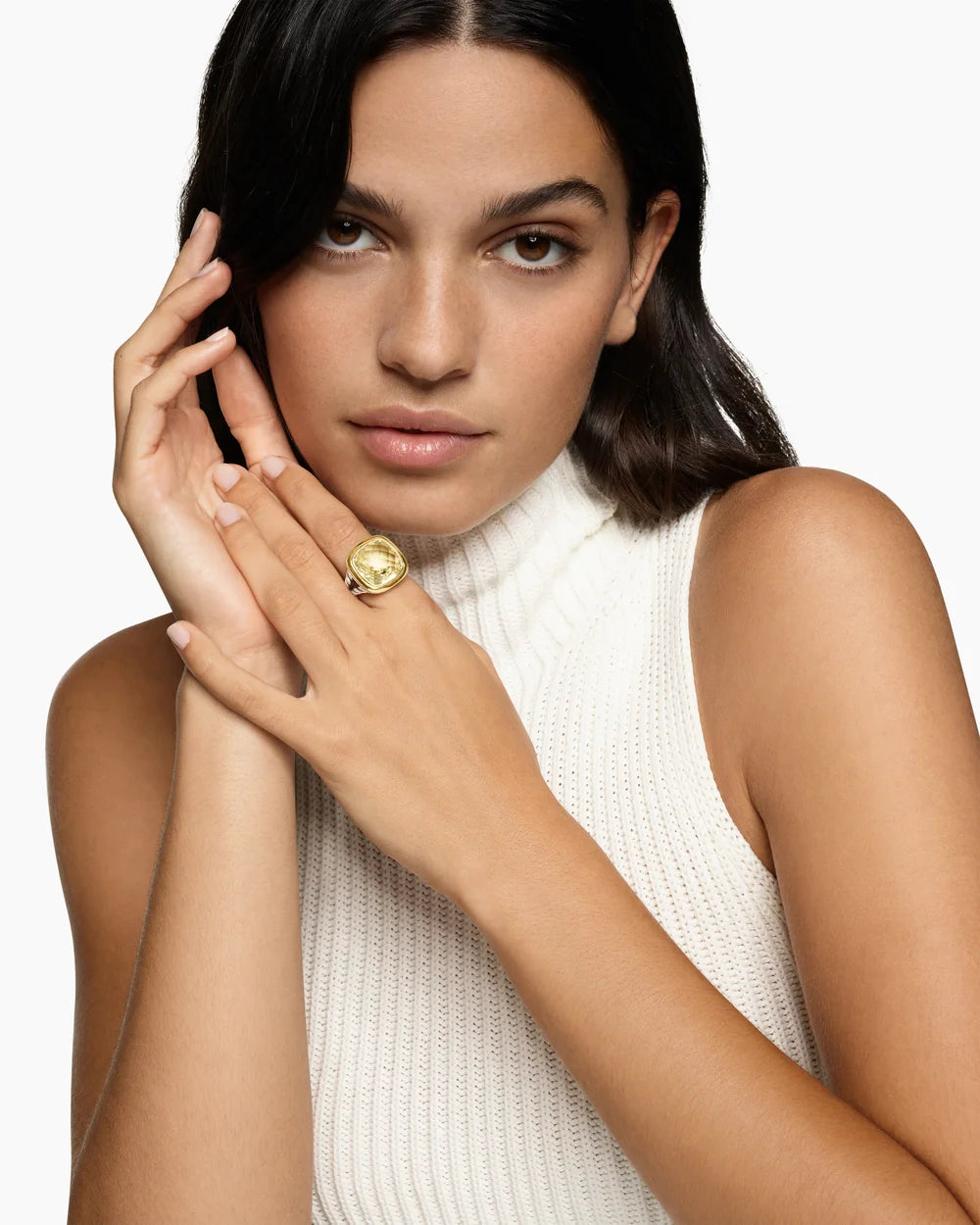 ALBION® RING Sterling Silver with 18K Yellow Gold and Champagne Citrine, 15mm