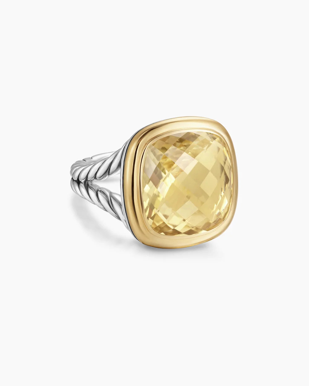 ALBION® RING Sterling Silver with 18K Yellow Gold and Champagne Citrine, 15mm
