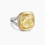 ALBION® RING Sterling Silver with 18K Yellow Gold and Champagne Citrine, 15mm