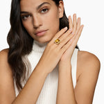 ALBION® RING 18K Yellow Gold with Citrine and Diamonds, 15mm