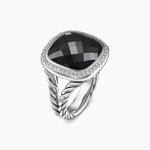ALBION® RING Sterling Silver with Black Onyx and Diamonds, 15mm
