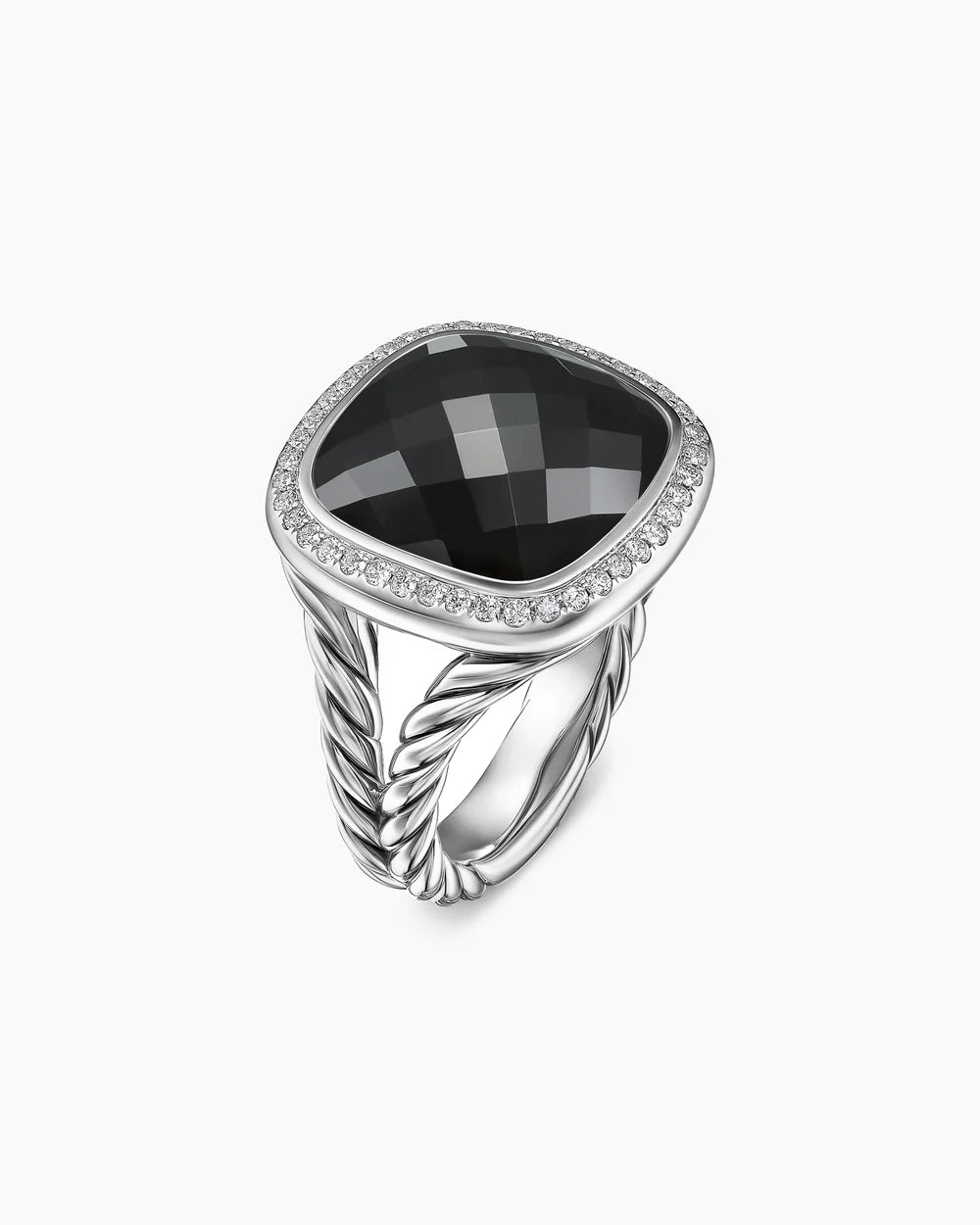 ALBION® RING Sterling Silver with Black Onyx and Diamonds, 15mm