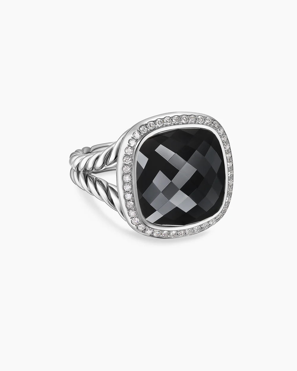 ALBION® RING Sterling Silver with Black Onyx and Diamonds, 15mm