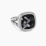 ALBION® RING Sterling Silver with Black Onyx and Diamonds, 15mm