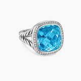 ALBION® RING Sterling Silver with 18K Yellow Gold and Blue Topaz, 15mm