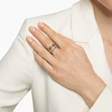 CROSSOVER FIVE ROW RING Sterling Silver with 18K Yellow Gold and Diamonds, 11mm