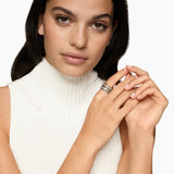 CROSSOVER SEVEN ROW RING Sterling Silver with 18K Yellow Gold and Diamonds, 16mm