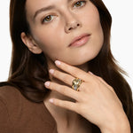 DY MERCER® COLOR FOUR ROW STONE RING Sterling Silver with 18K Yellow Gold, Champagne Citrine and Diamonds, 14mm