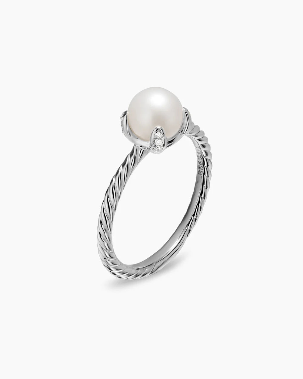 PEARL CLASSICS RING Sterling Silver with Diamonds, 2mm