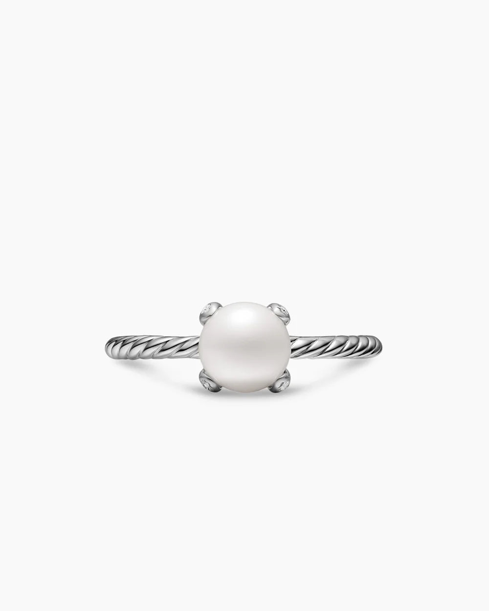 PEARL CLASSICS RING Sterling Silver with Diamonds, 2mm