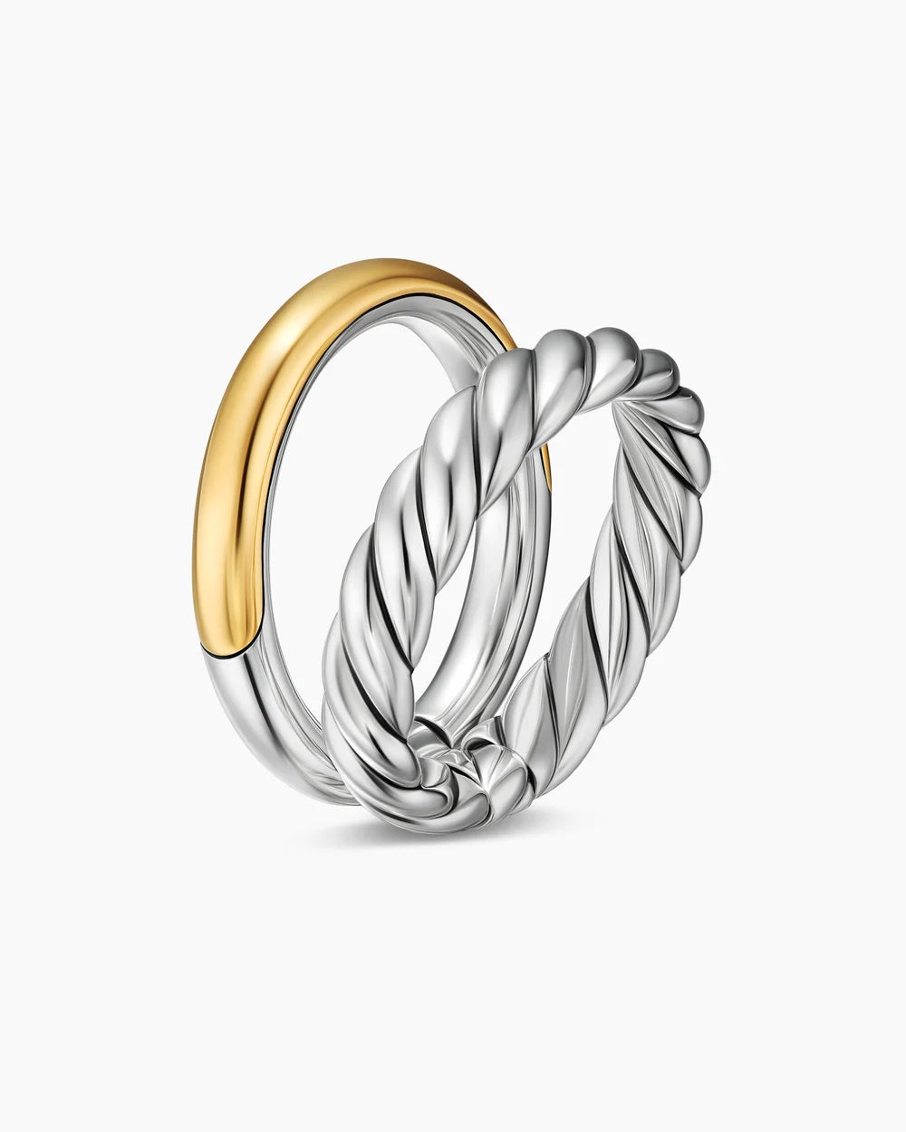DY MERCER® TWO ROW RING Sterling Silver with 18K Yellow Gold, 8mm