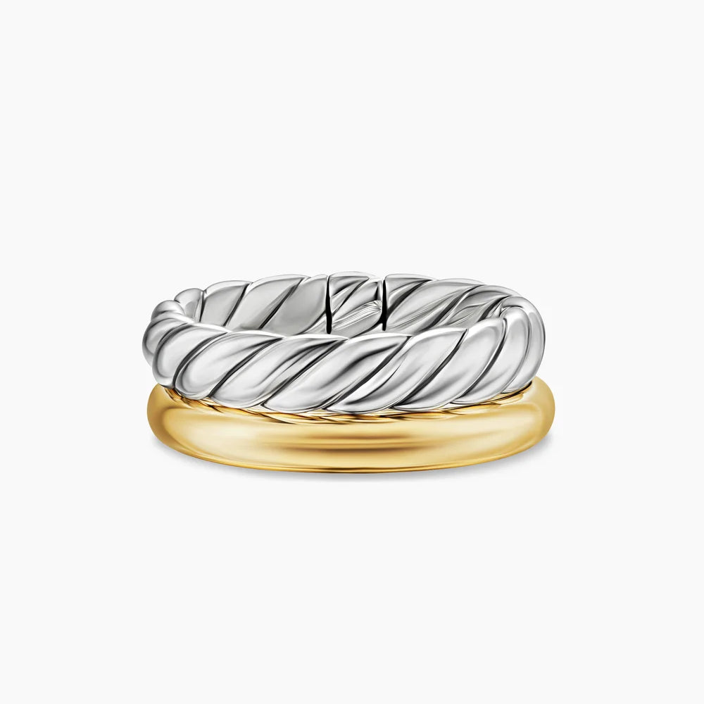 DY MERCER® TWO ROW RING Sterling Silver with 18K Yellow Gold, 8mm