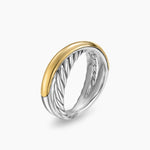 CROSSOVER TWO ROW RING Sterling Silver with 14K Yellow Gold, 7.4mm