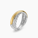 CROSSOVER TWO ROW RING Sterling Silver with 14K Yellow Gold, 7.4mm