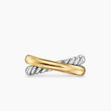 CROSSOVER TWO ROW RING Sterling Silver with 14K Yellow Gold, 7.4mm